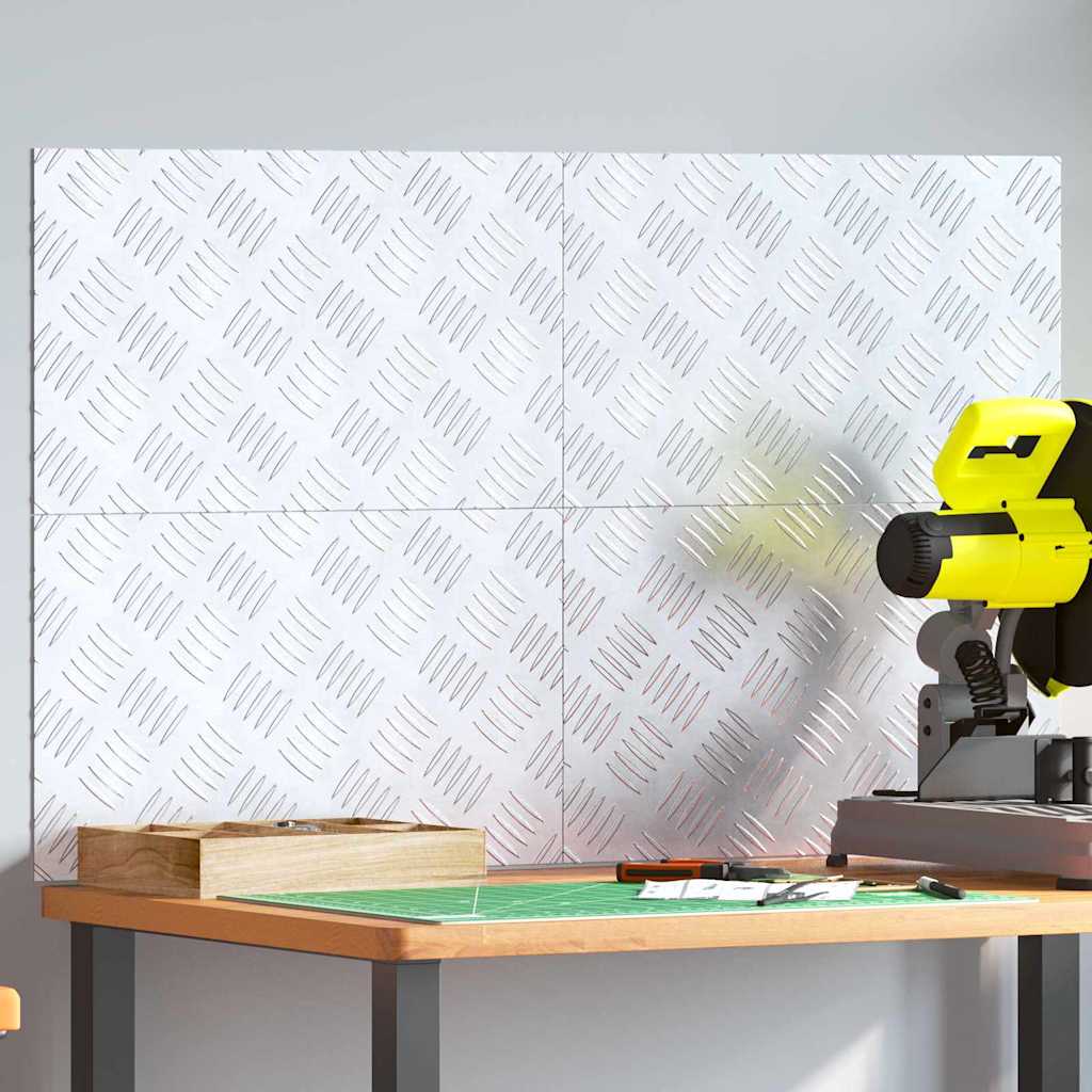 Placas xadrez 4 pcs Prateado 50 x 30 cm Alumínio