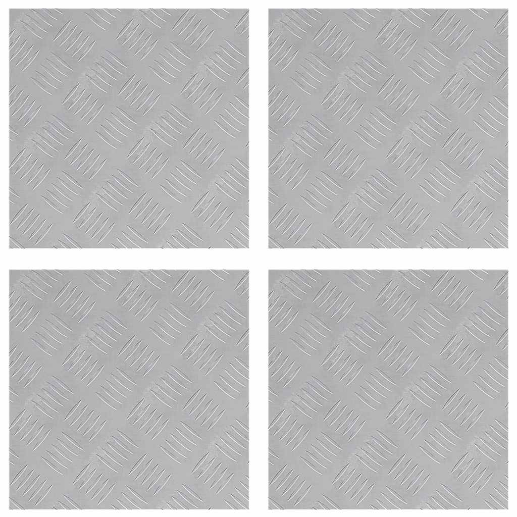 Placas xadrez 4 pcs Prateado 40 x 40 cm Alumínio