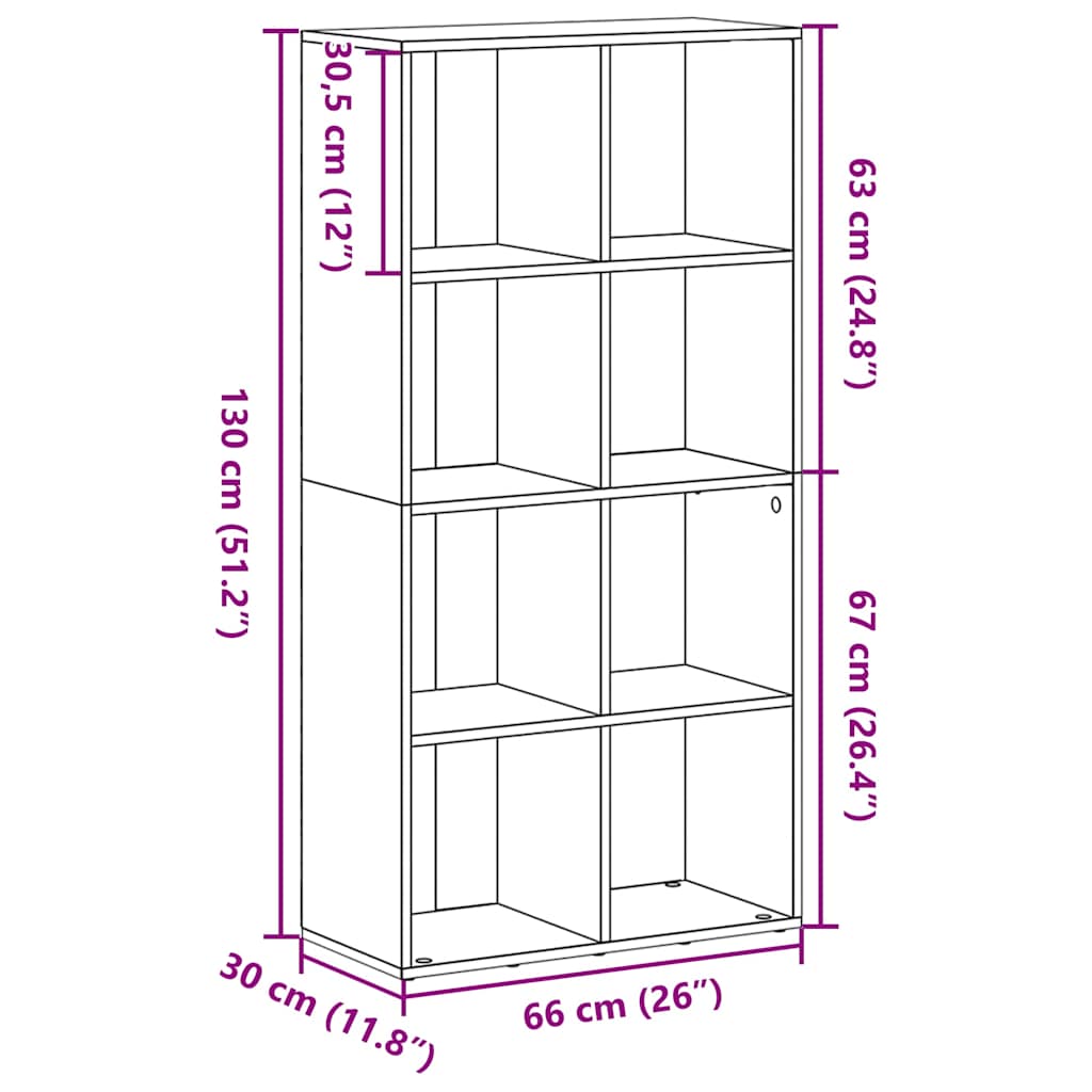 Estante 66x30x130 cm derivados de madeira carvalho preto