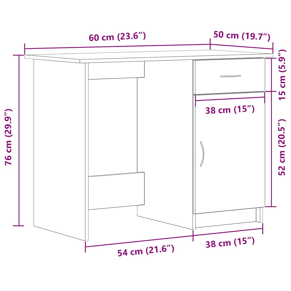 Mesa Carvalho preto 100 x 50 x 76 cm Madeira processada