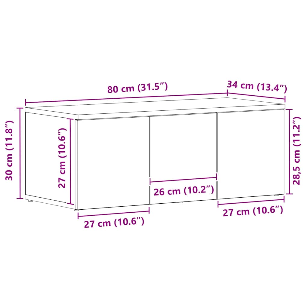Gabinete para TV Carvalho Preto 80x34x30 cm Madeira processada