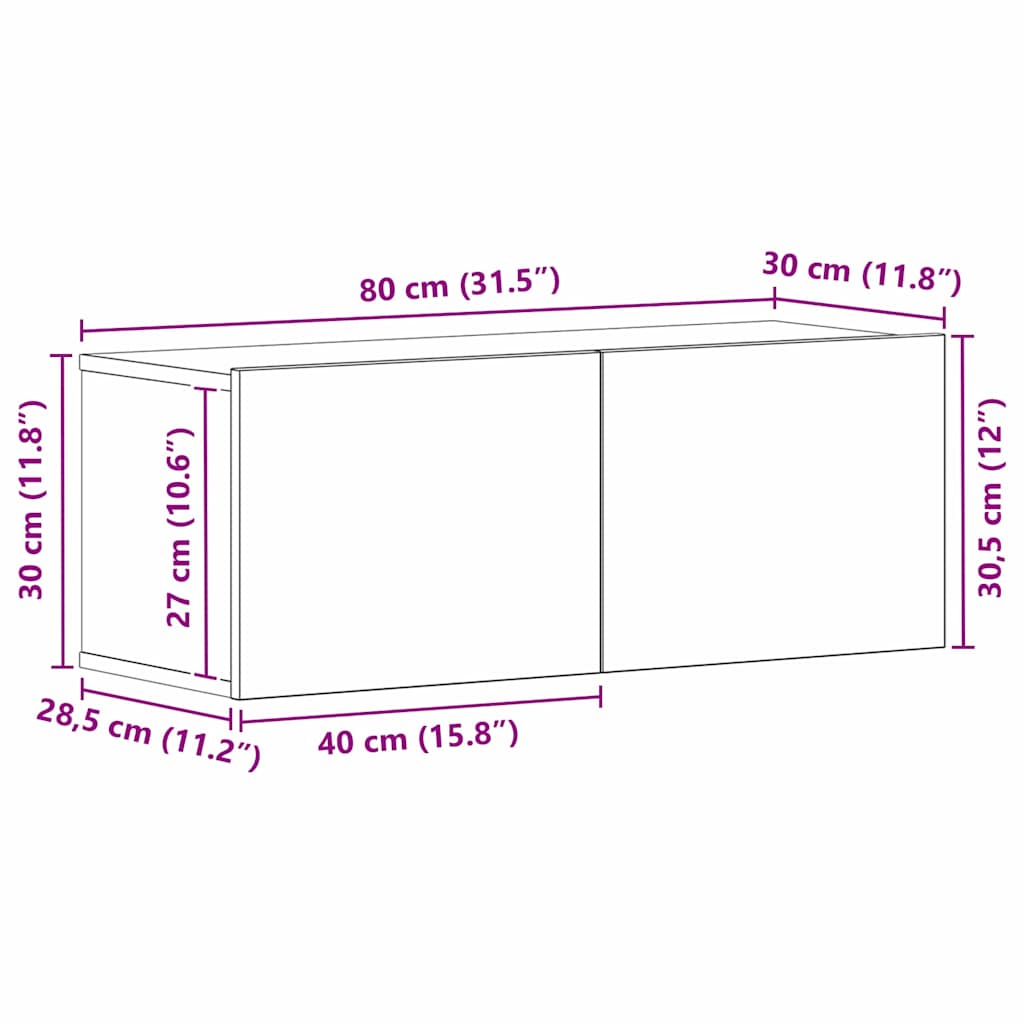 Racks de TV Carvalho preto 80 x 30 x 30 cm Madeira processada