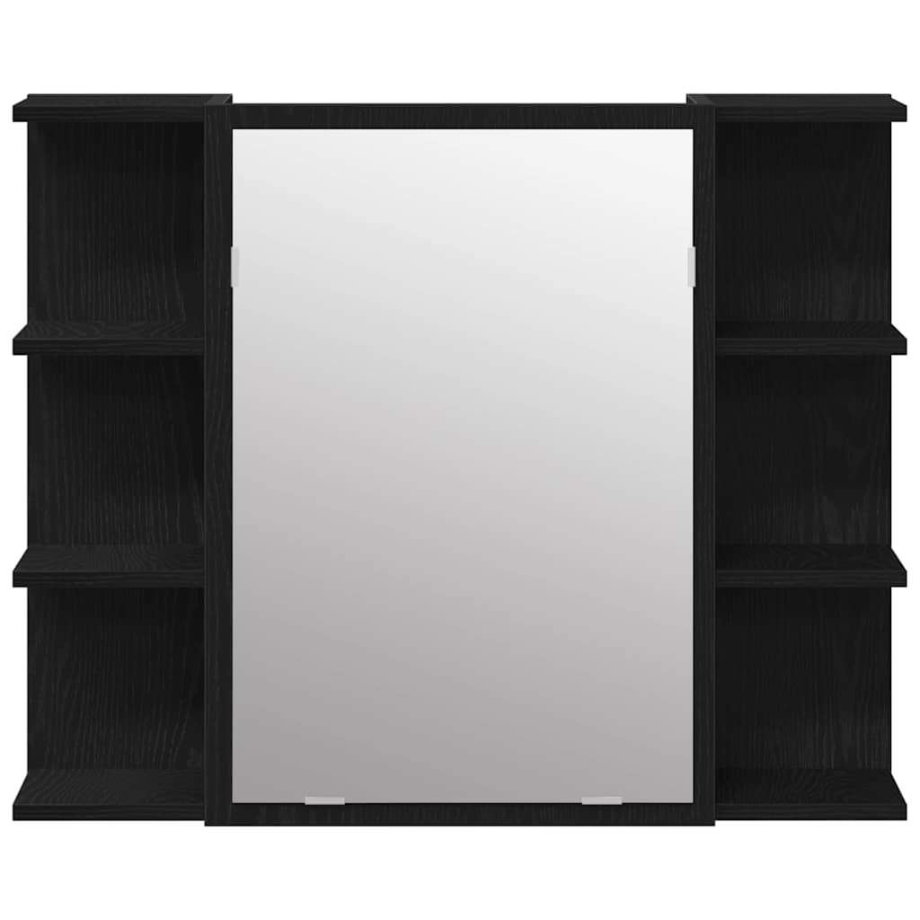 Armário de Espelho com espelho Carvalho Preto 80 x 20,5 x 64 cm