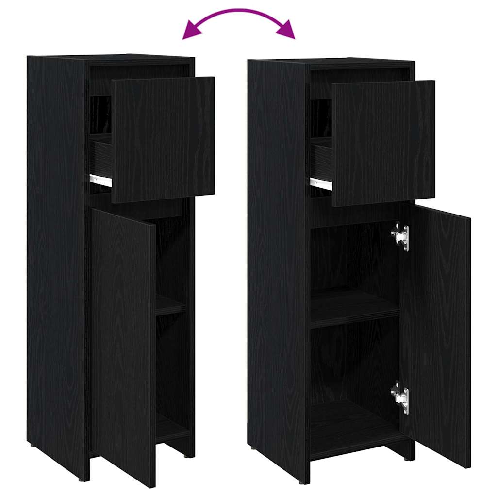 Armário de Banheiro com gaveta Carvalho Preto 30 x 30 x 95 cm