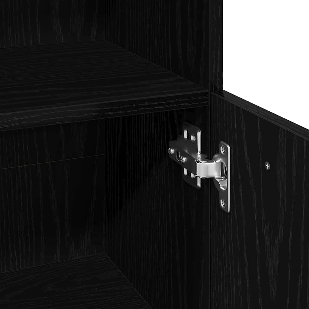 Armário de Banheiro com porta Carvalho Preto 30 x 30 x 95 cm