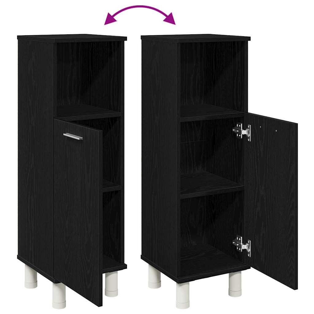 Armário de Banheiro com porta Carvalho Preto 30 x 30 x 95 cm