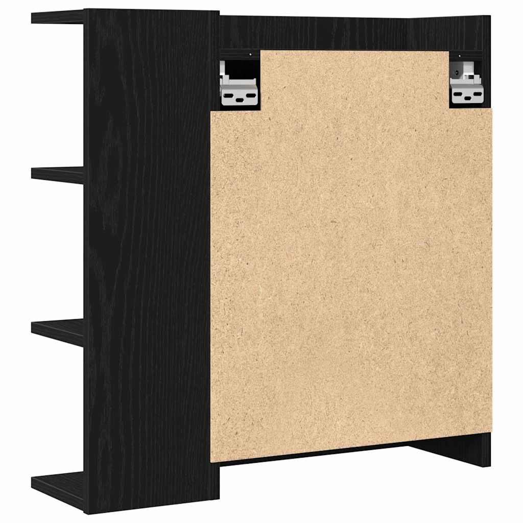 Armário de Espelho para Banheiro com prateleira Carvalho Preto