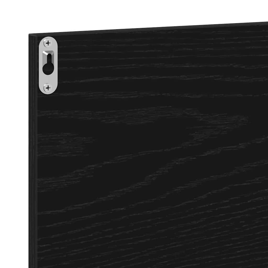 Prateleira com Espelho Carvalho Preto 90 x 10,5 x 37 cm