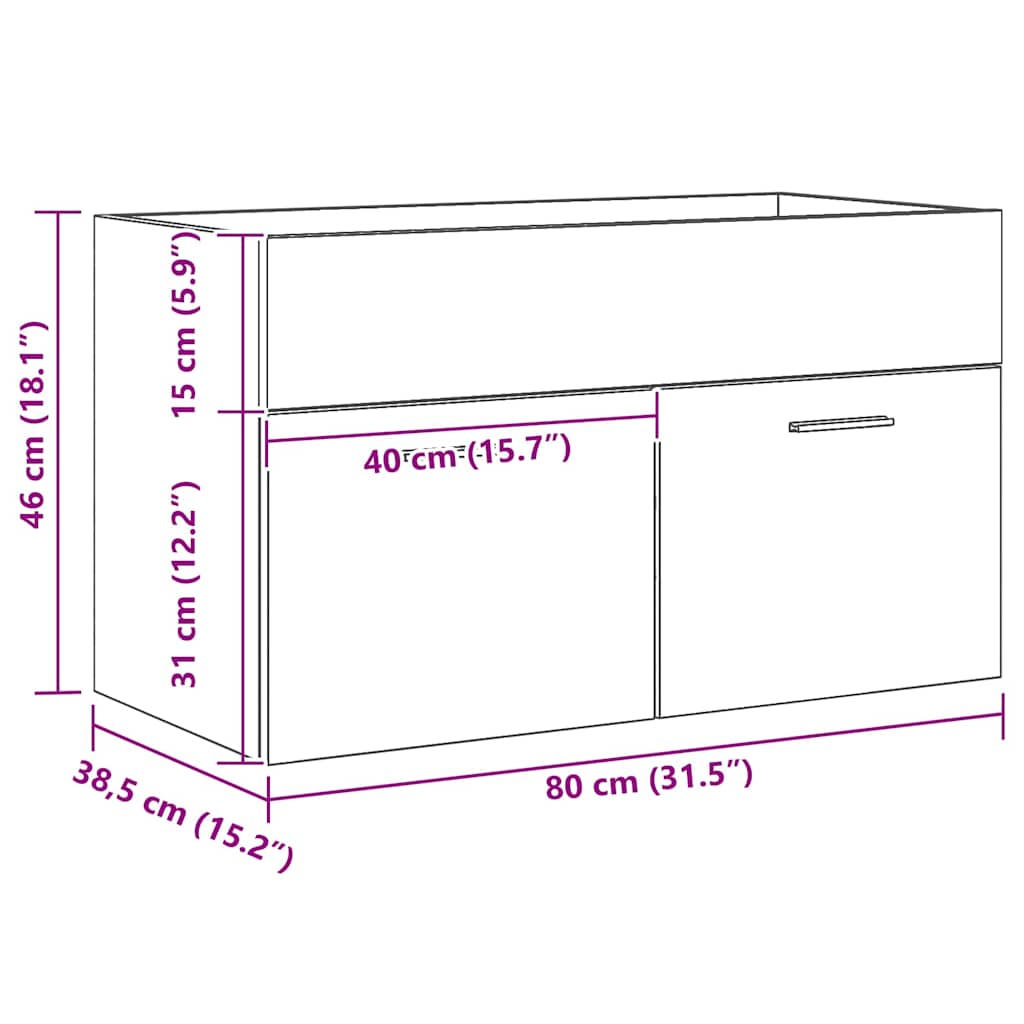 Armário de lava-louça Carvalho Preto 38,5 x 100 x 46 cm