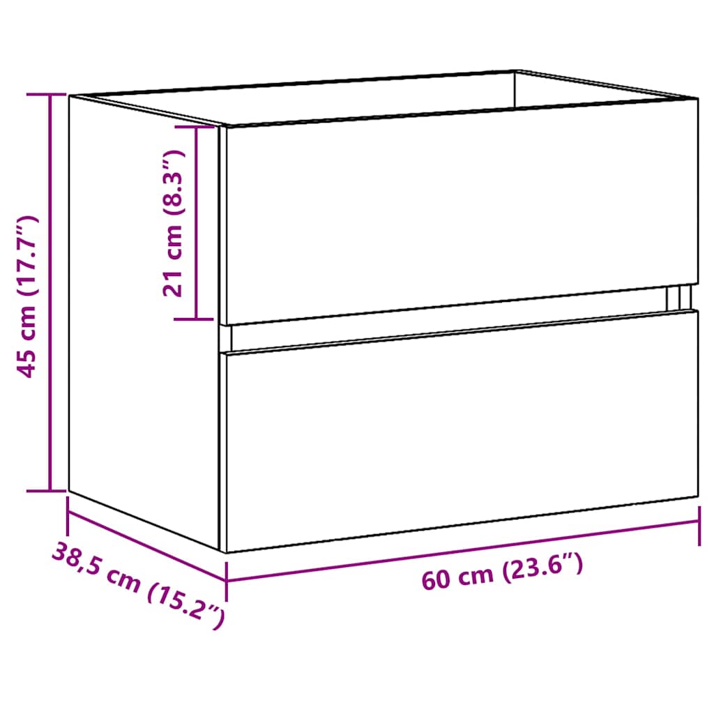 Armário para Pia de Banheiro Carvalho Preto 60 x 38,5 x 45 cm