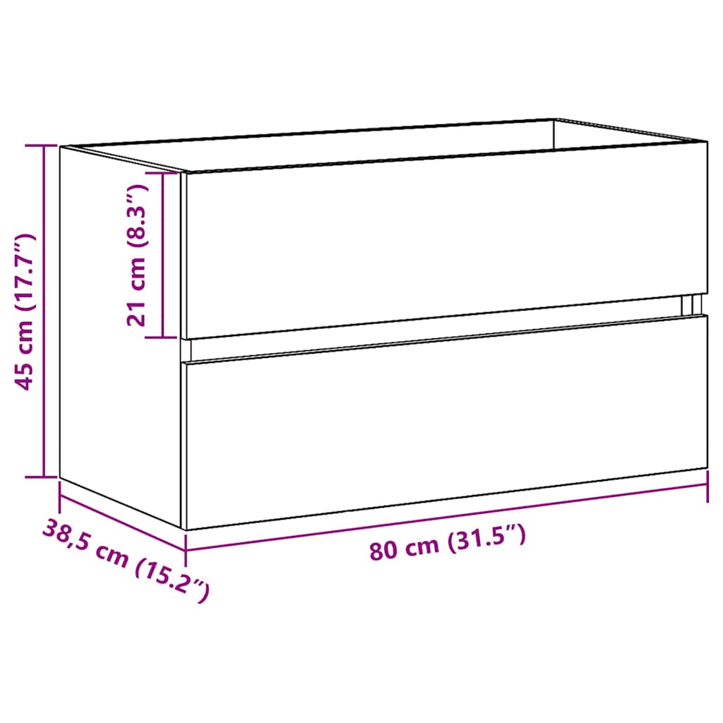 Armário para Pia de Banheiro Carvalho Preto 80 x 38,5 x 45 cm