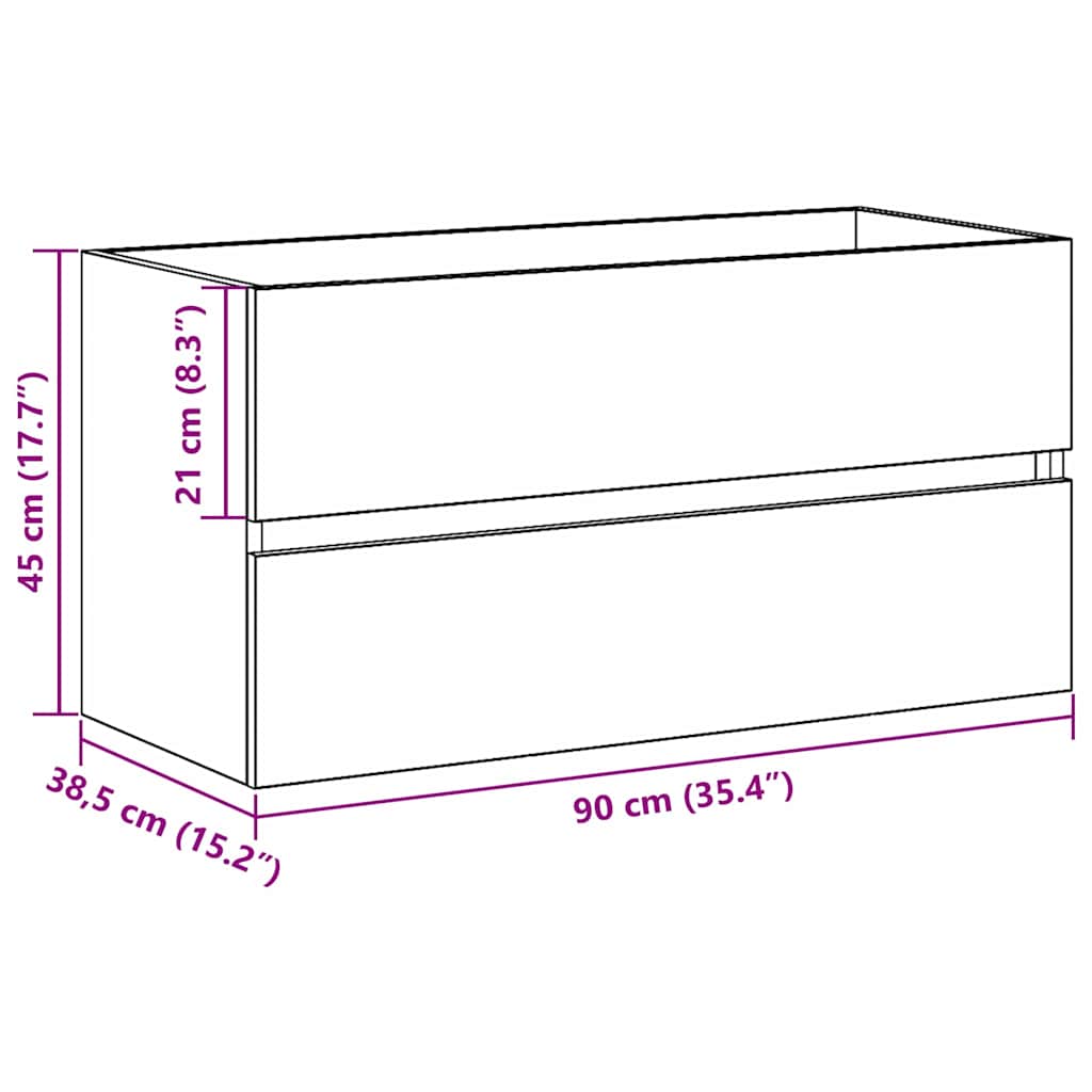 Armário para Pia de Banheiro Carvalho Preto 90 x 38,5 x 45 cm