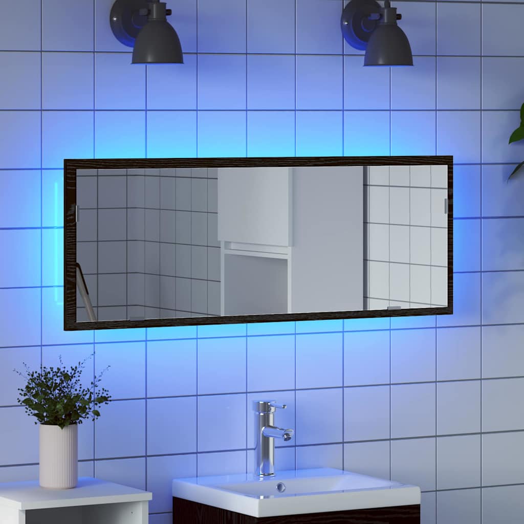 Espelho de banheiro LED Carvalho preto 100 x 8.5 x 37 cm