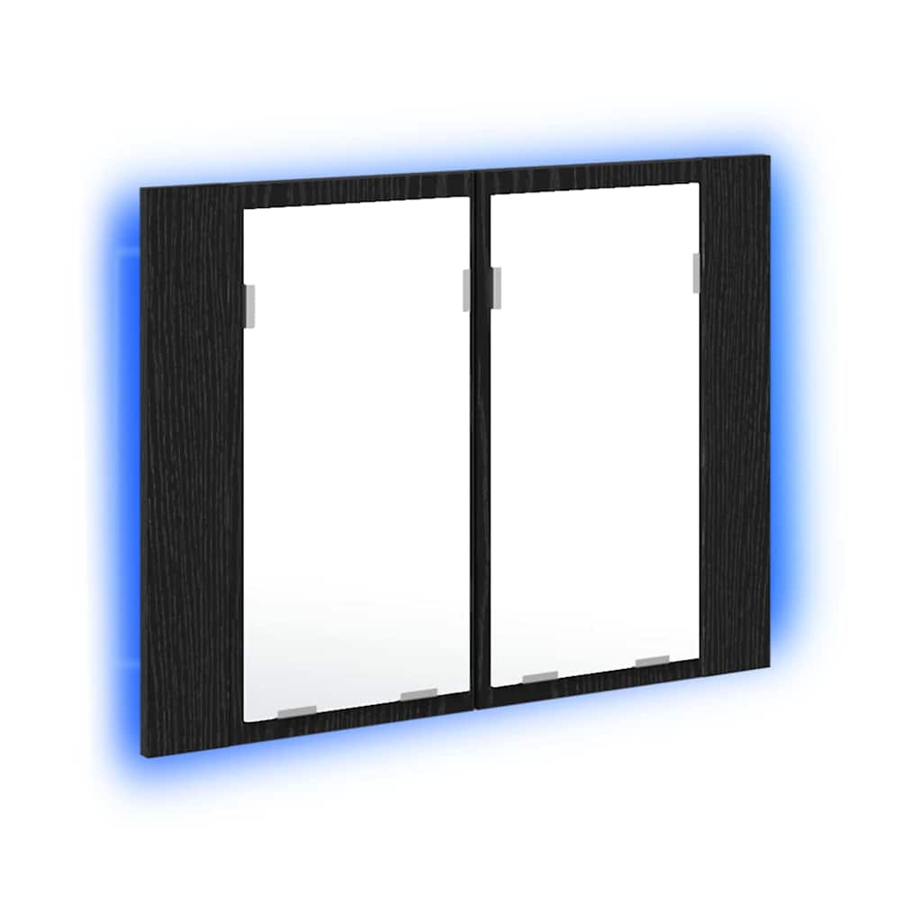 Armário de Espelho para Banheiro Carvalho Preto 60 x 12 x 45 cm