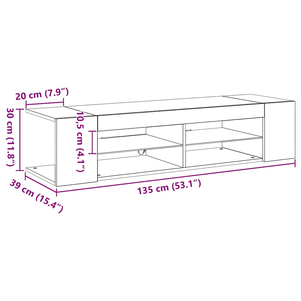 Gabinete para TV Carvalho Preto 135 x 39 x 30 cm
