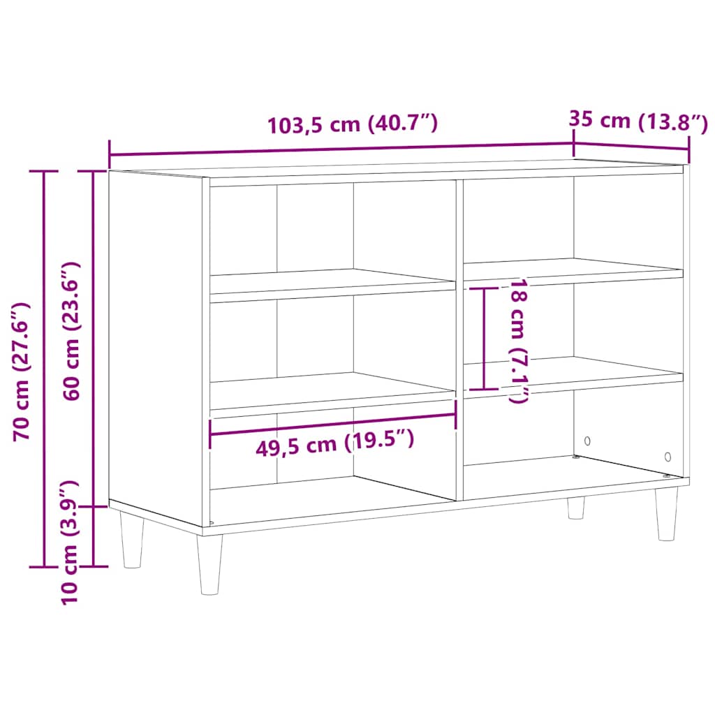 Buffet Carvalho Preto 103,5 x 35 x 70 cm Madeira processada