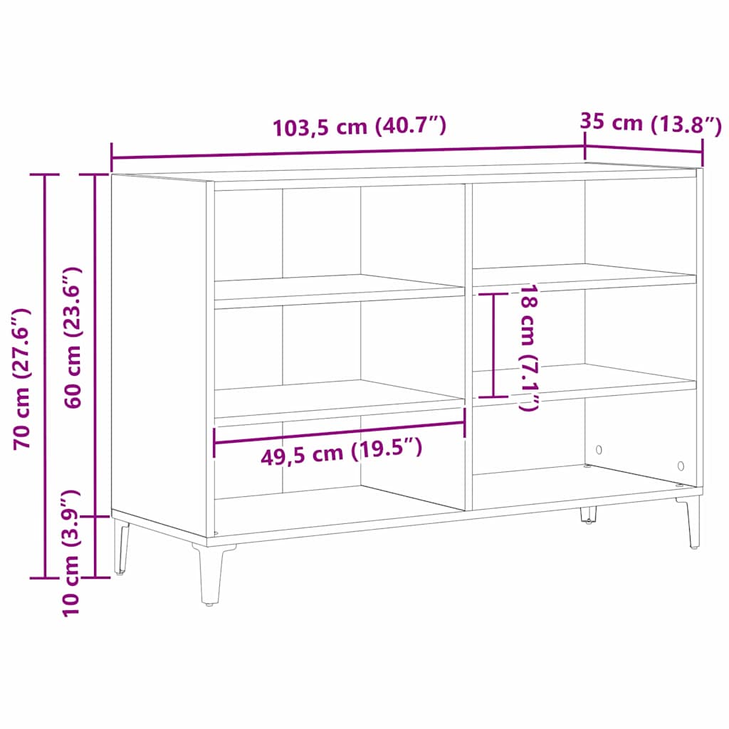 Buffet Carvalho Preto 103,5 x 35 x 70 cm Madeira processada