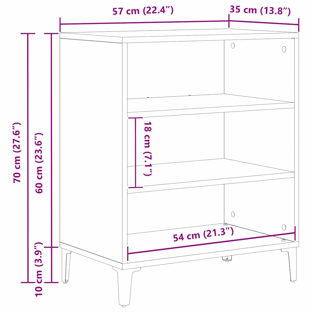 Buffet Carvalho Preto 57 x 35 x 70 cm Madeira processada