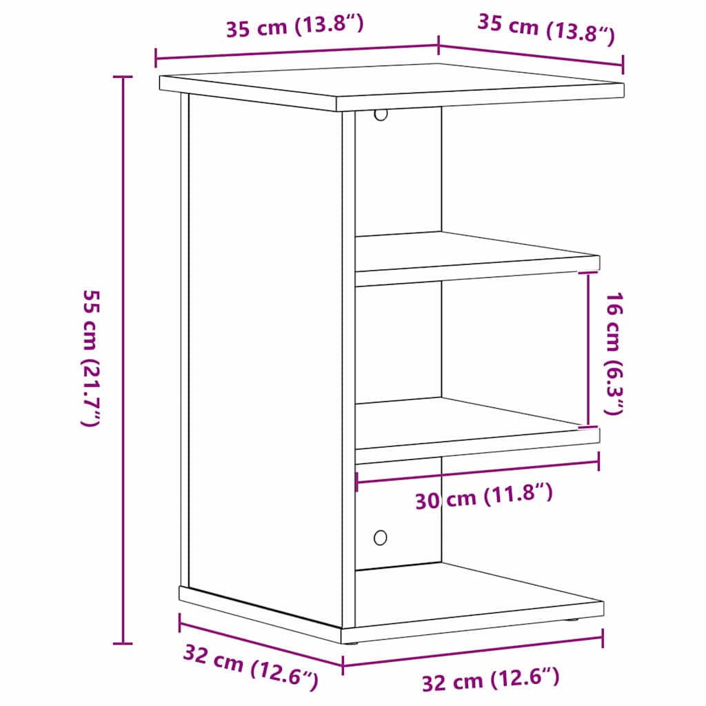 Armário lateral Carvalho Preto 35 x 35 x 55 cm