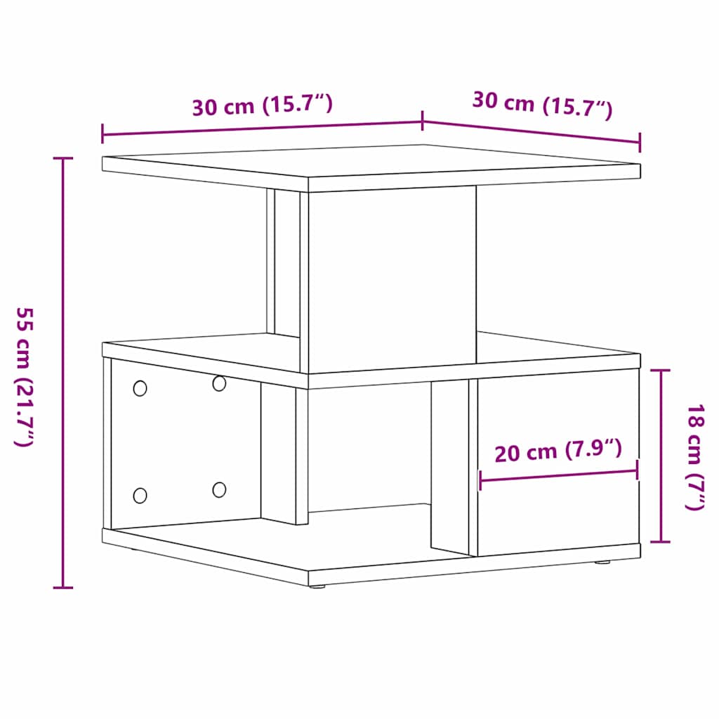 Mesa Lateral Carvalho Artesanal 40 x 40 x 40 cm
