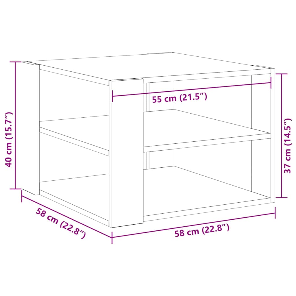 Mesa de Centro Carvalho preto 59,5 x 59,5 x 40 cm