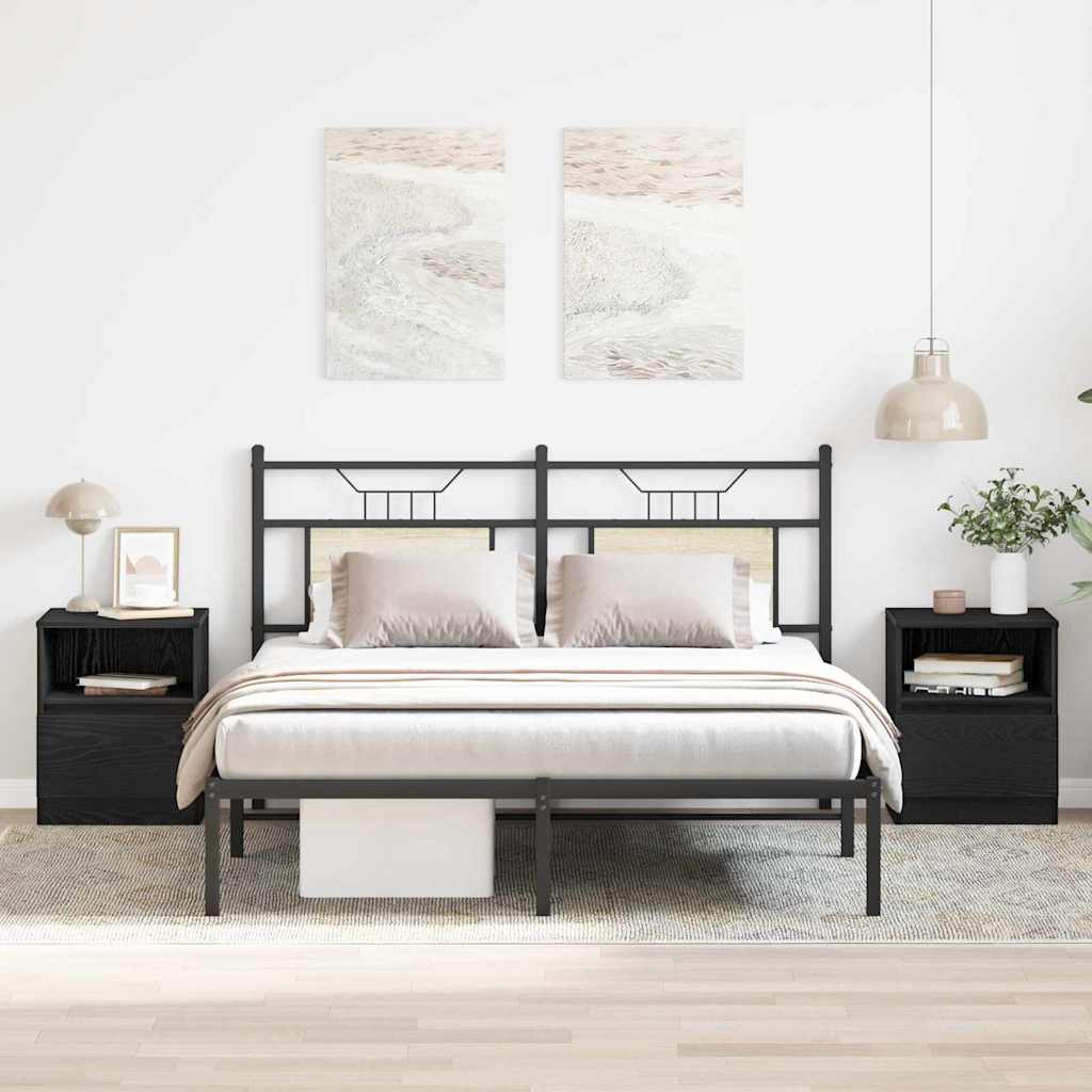 Armário de Cabeceira 2 pcs Carvalho preto 40 x 40 x 50 cm