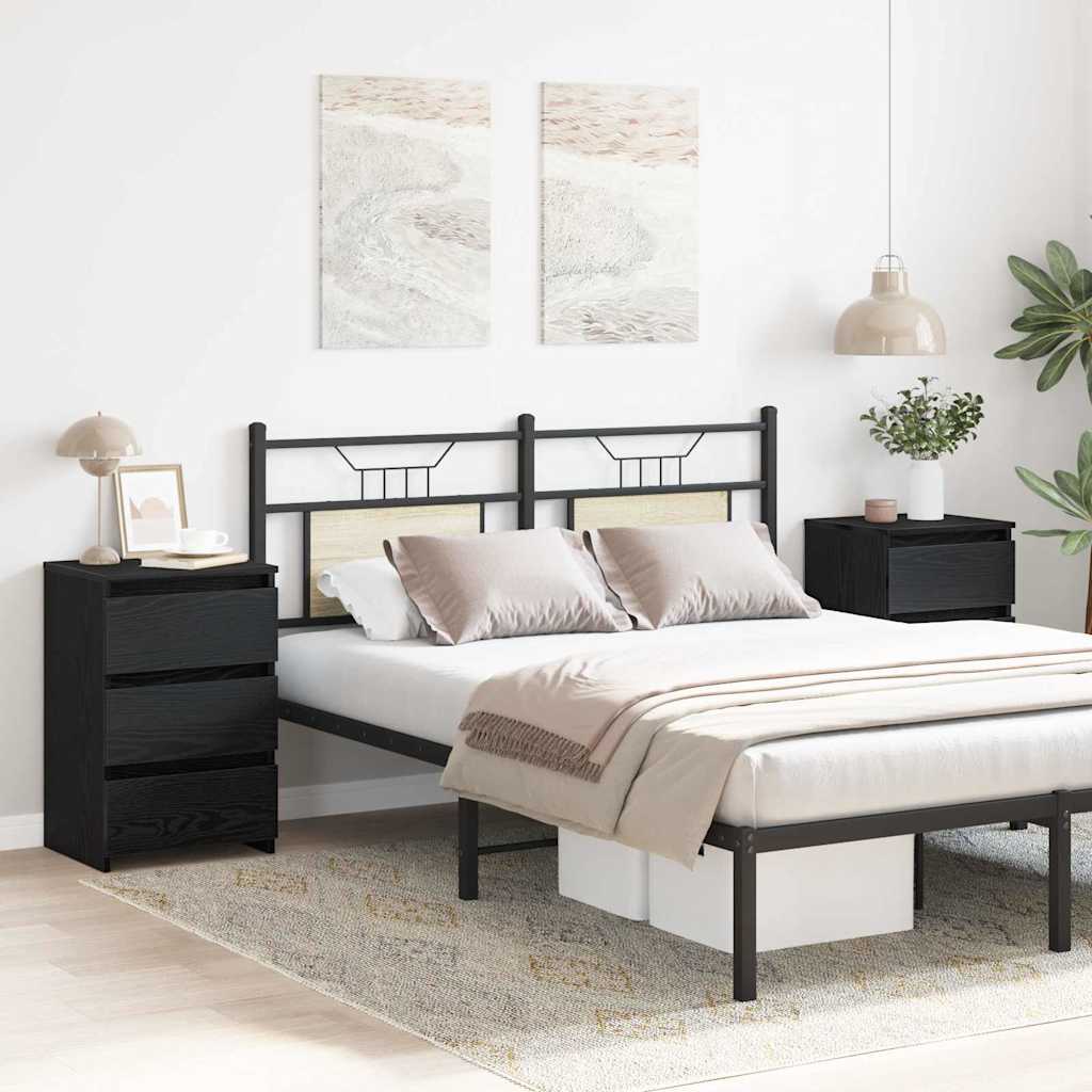 Armário de Cabeceira 2 pcs Carvalho preto 40 x 35 x 62,5 cm