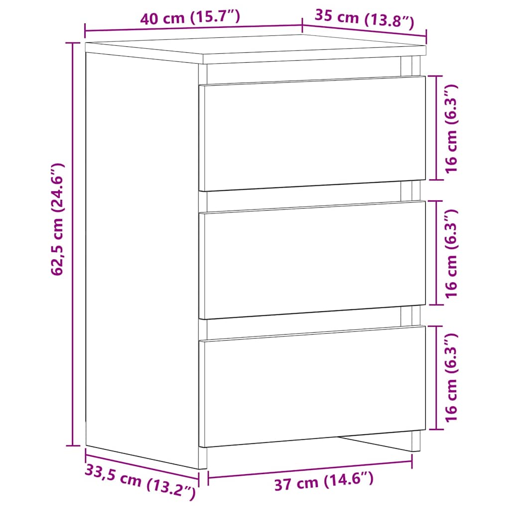 Armário de Cabeceira 2 pcs Carvalho preto 40 x 35 x 62,5 cm