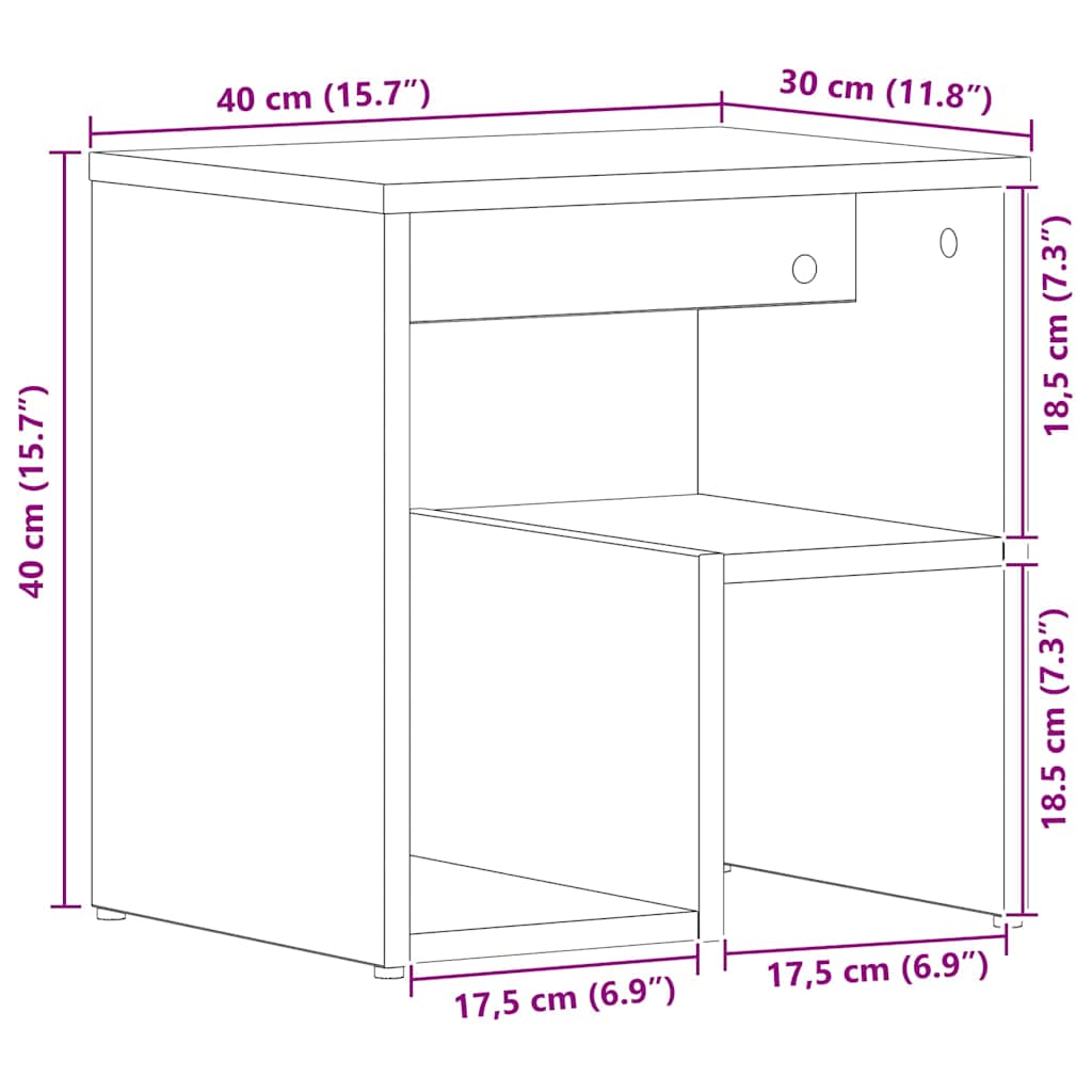 Armário de Cabeceira 2 pcs Carvalho preto 40 x 30 x 40 cm