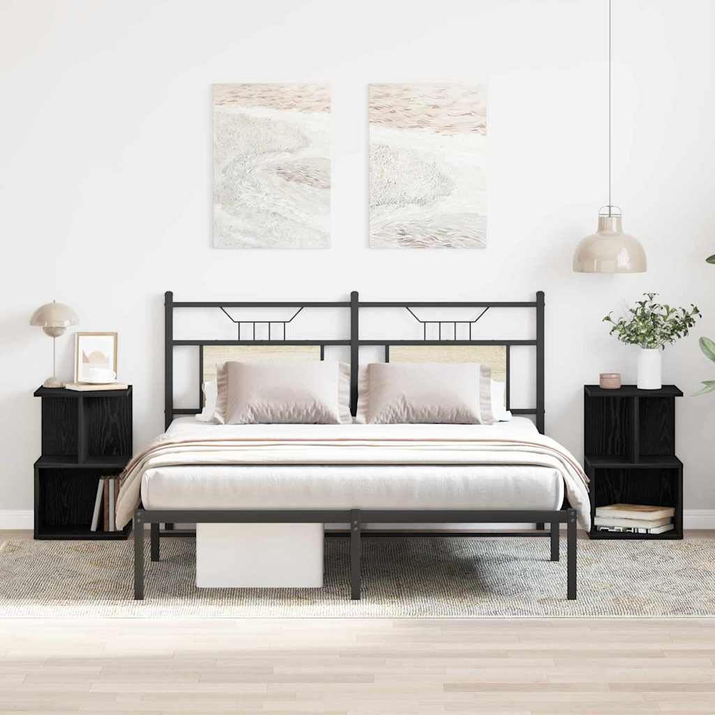 Armário de Cabeceira 2 pcs Carvalho preto 35 x 35 x 55 cm