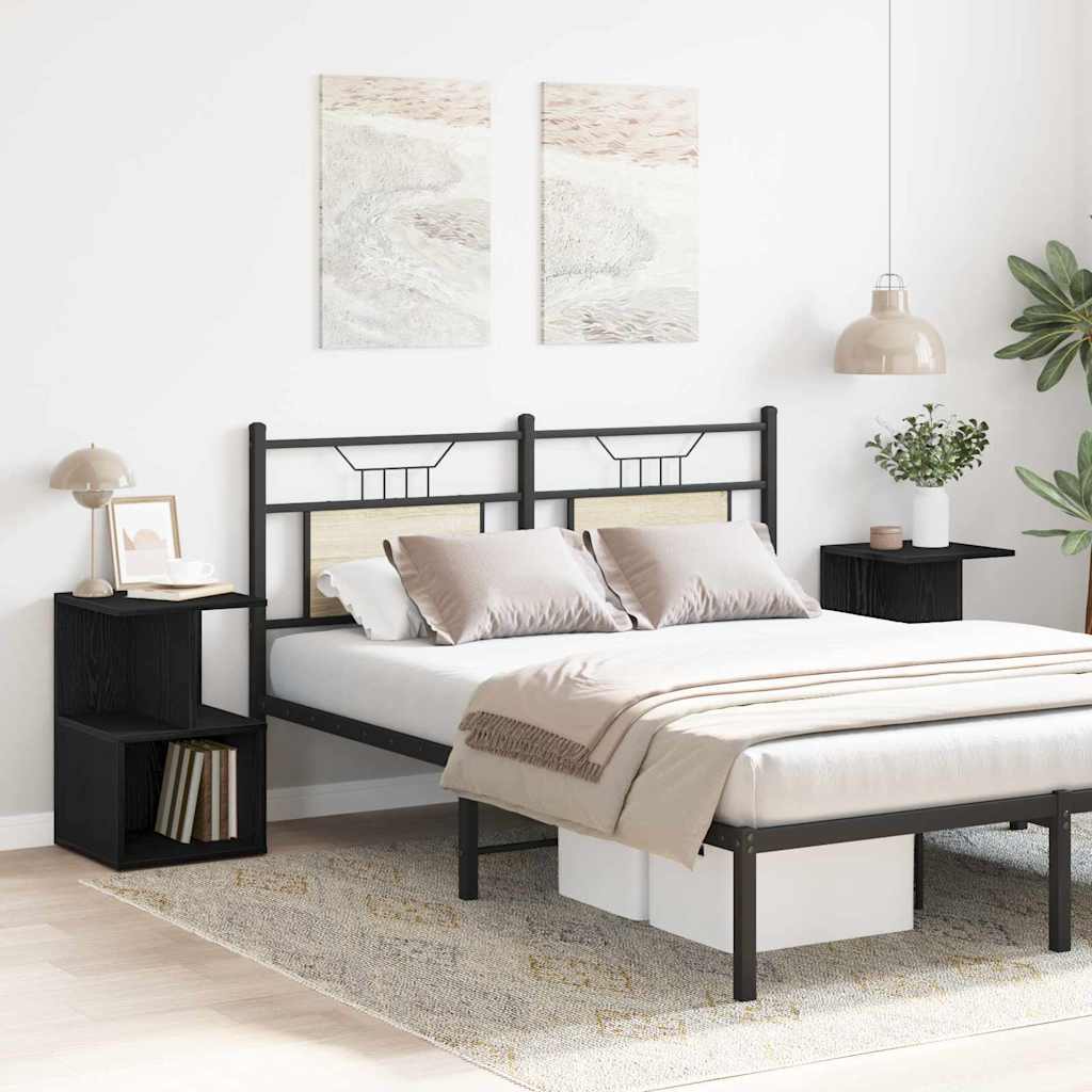 Armário de Cabeceira 2 pcs Carvalho preto 35 x 35 x 55 cm