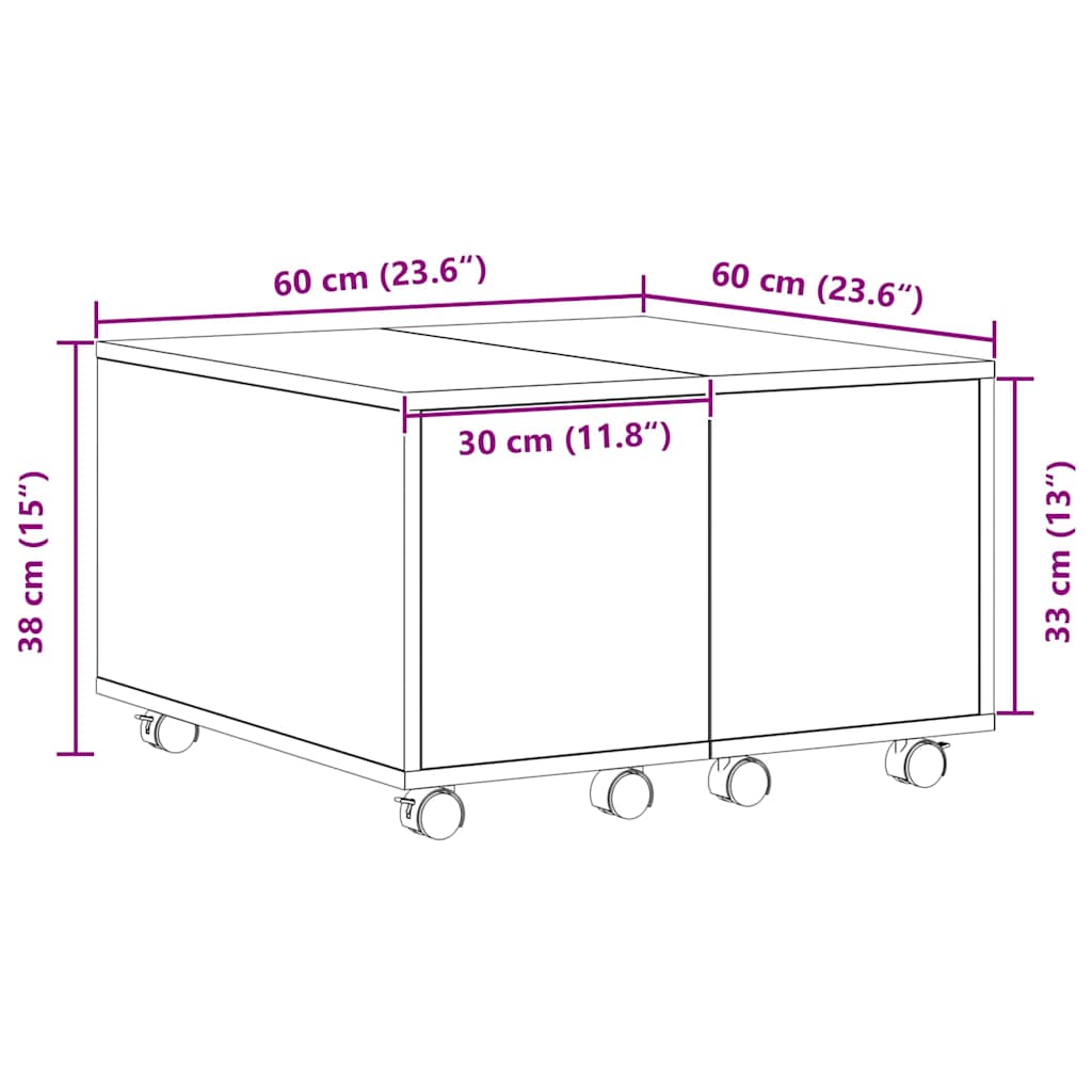 Mesa de centro Carvalho preto 60 x 60 x 38 cm