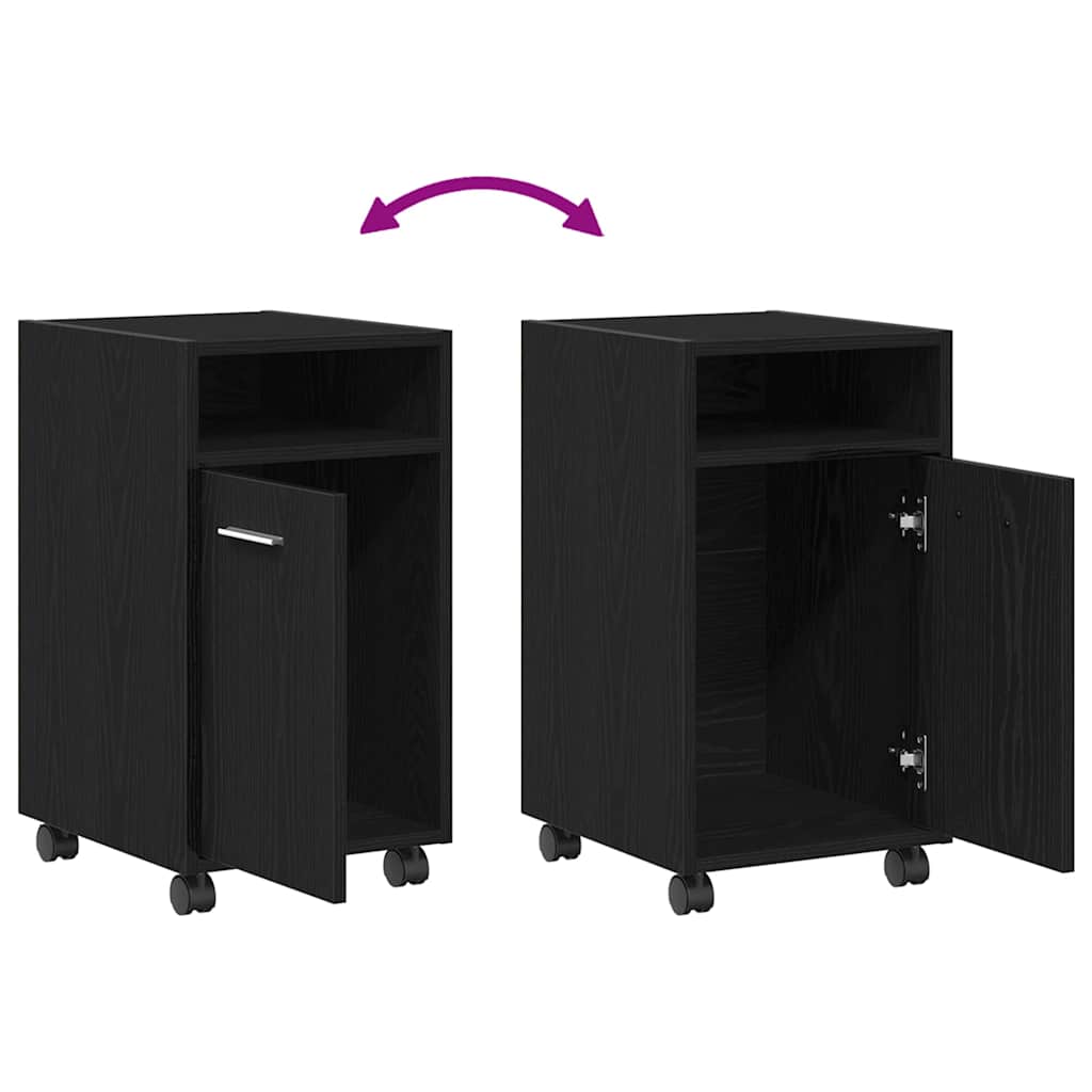 Armário Lateral com Rodinhas Carvalho Preto 33 x 38 x 60 cm
