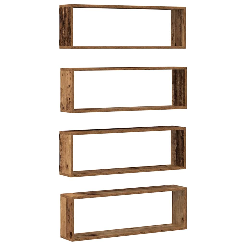 Prateleira de Parede 4 pcs Madeira Antiga 80 x 15 x 26 cm