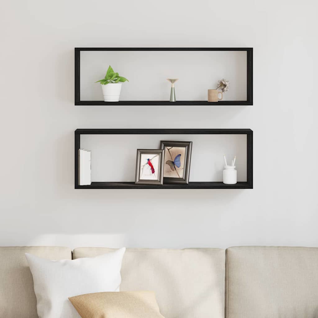 Prateleira de Parede 2 pcs Carvalho Preto 80 x 15 x 26 cm