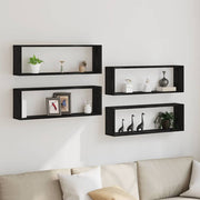 Prateleira de Parede 4 pcs Carvalho Preto 80 x 15 x 26 cm