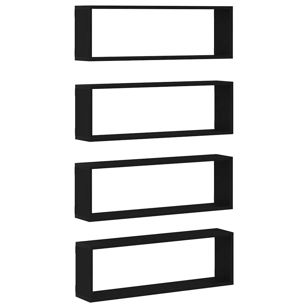 Prateleira de Parede 4 pcs Carvalho Preto 80 x 15 x 26 cm