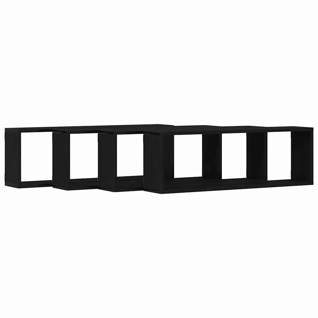 Prateleira de Parede 4 pcs Carvalho Preto 80 x 15 x 26 cm
