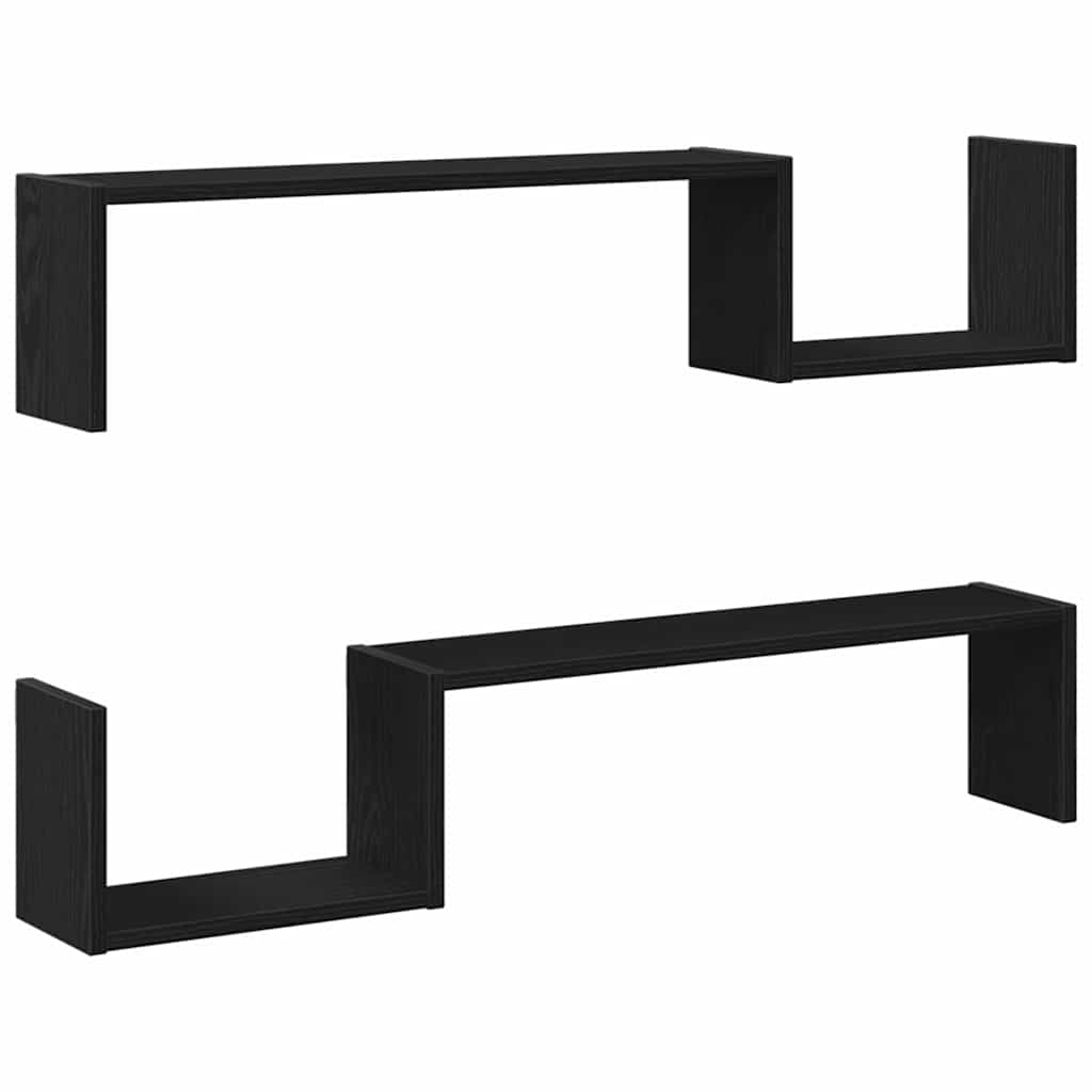 Prateleira de Parede 2 pcs Carvalho preto 100 x 15 x 20 cm