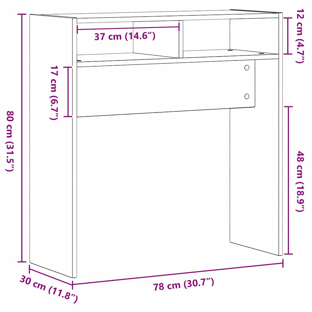 Aparador Carvalho preto 78 x 30 x 80 cm Madeira processada