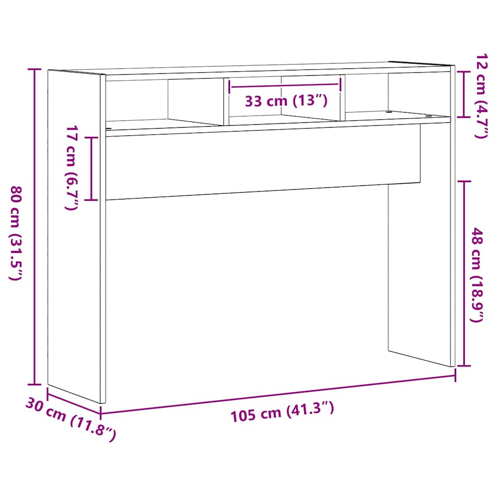 Aparador Carvalho preto 105 x 30 x 80 cm Madeira processada
