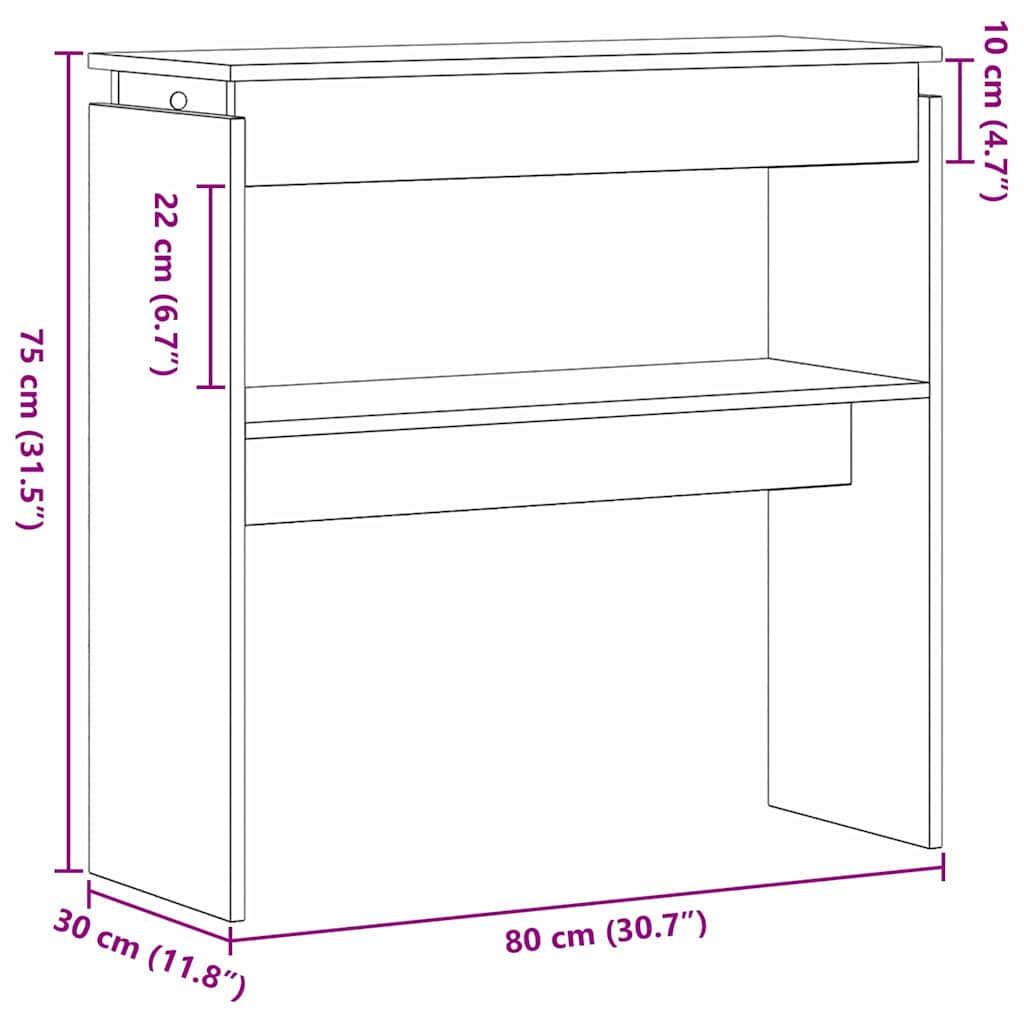 Aparador Carvalho preto 80 x 30 x 80 cm Madeira processada