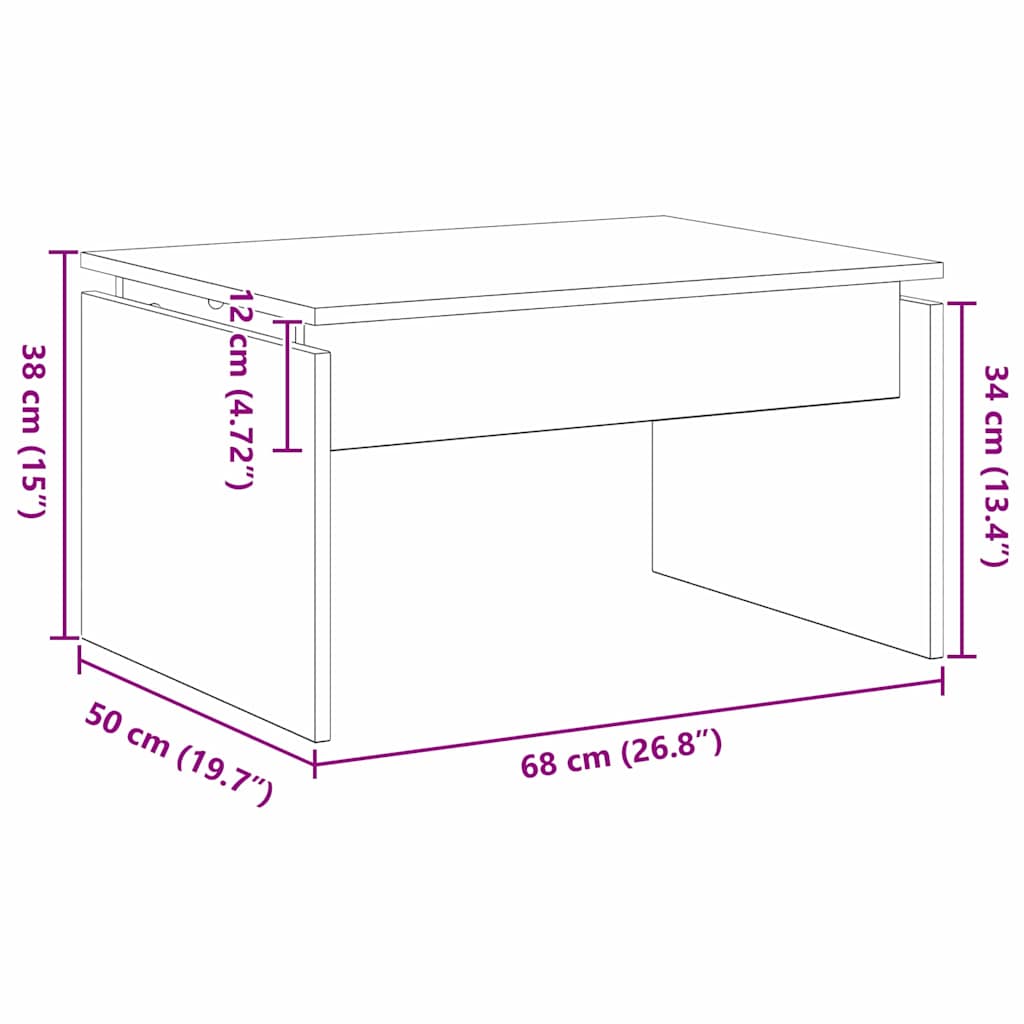 Mesa de centro Carvalho Preto 68 x 38 x 50 cm