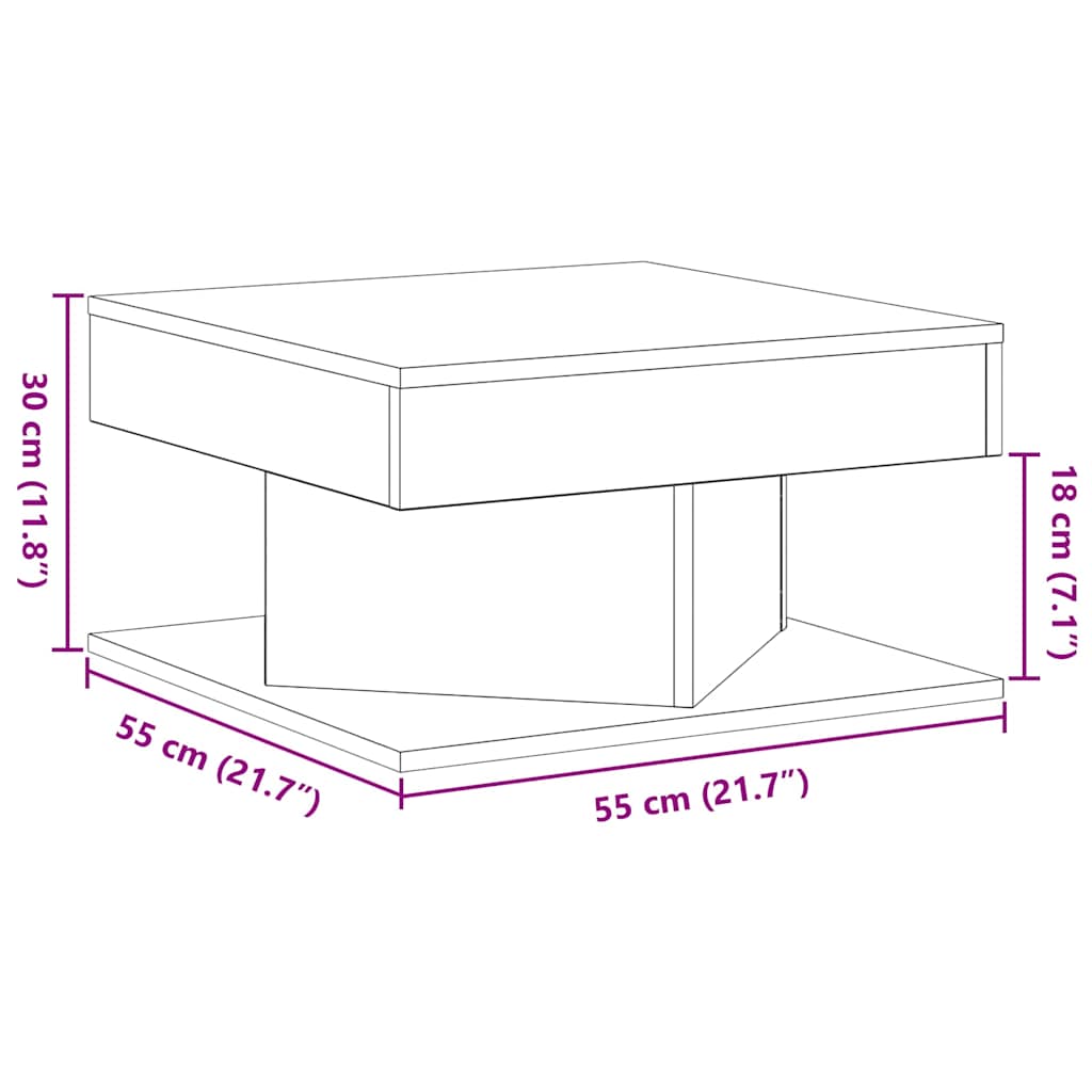Mesa de centro Carvalho Preto 57 x 57 x 30 cm