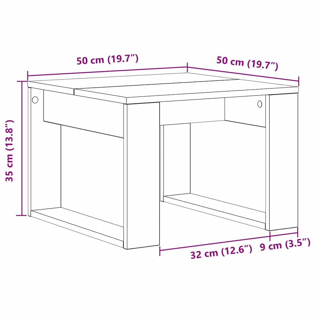 Mesa de centro Carvalho preto 50 x 50 x 35 cm