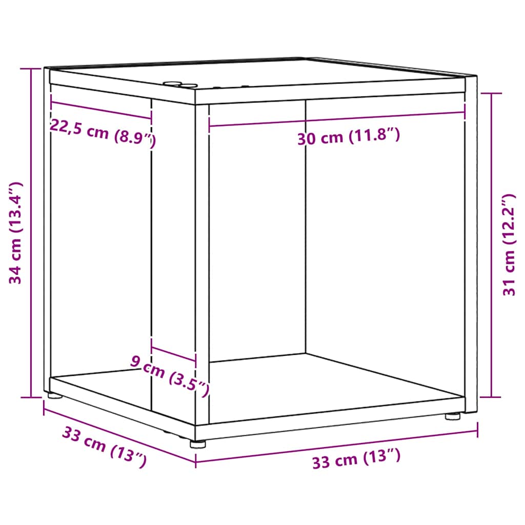 Prateleiras de Canto Carvalho Preto 33 x 33 x 34,5 cm