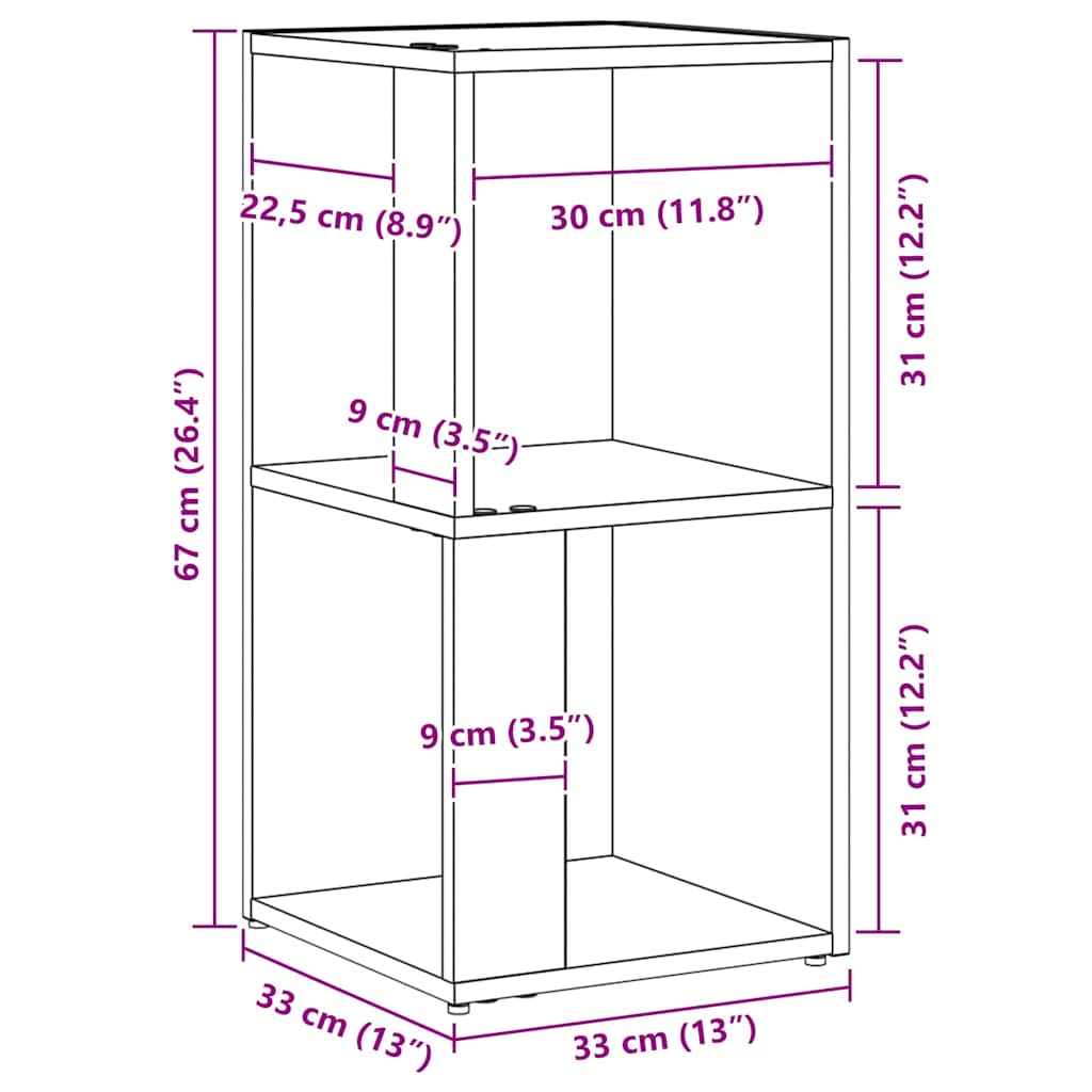 Prateleiras de Canto Carvalho Preto 33 x 33 x 67 cm