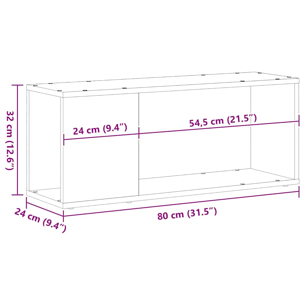 Conjunto de móvel de TV Carvalho Preto 80 x 24 x 32 cm