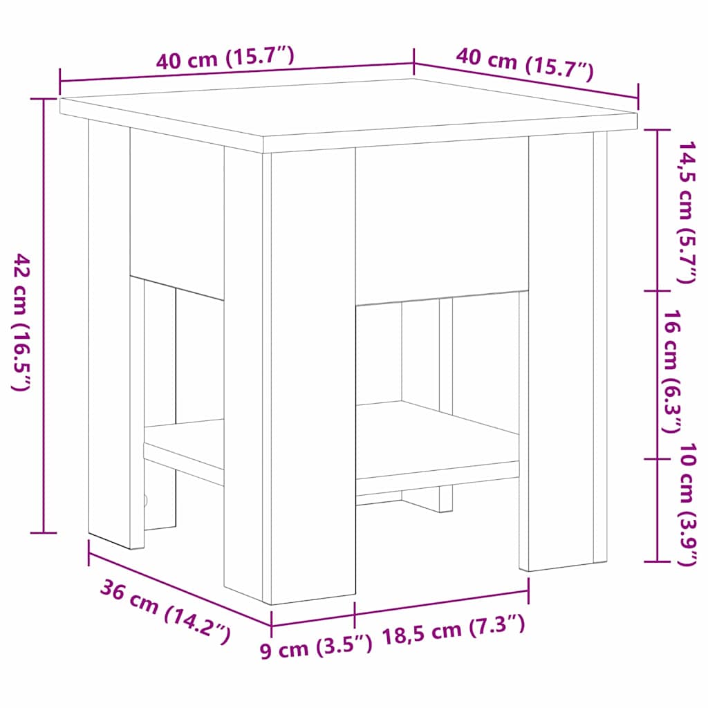 Mesa de centro Carvalho preto 40 x 40 x 42 cm