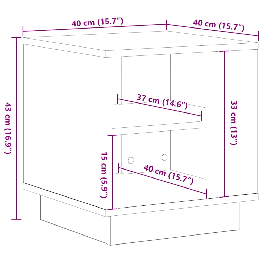 Mesa de centro Carvalho preto 40 x 40 x 43 cm